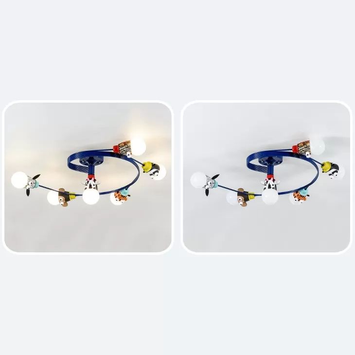 Twist Arm Semi Flushmount Light with Animal Modern Metal LED Lámpara de techo para oficina para oficina