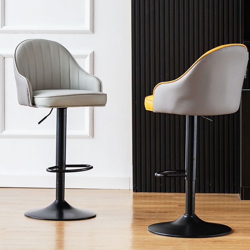 Contemporary Metal Bar and Counter Stool Low Back Stool with Pedestal Base