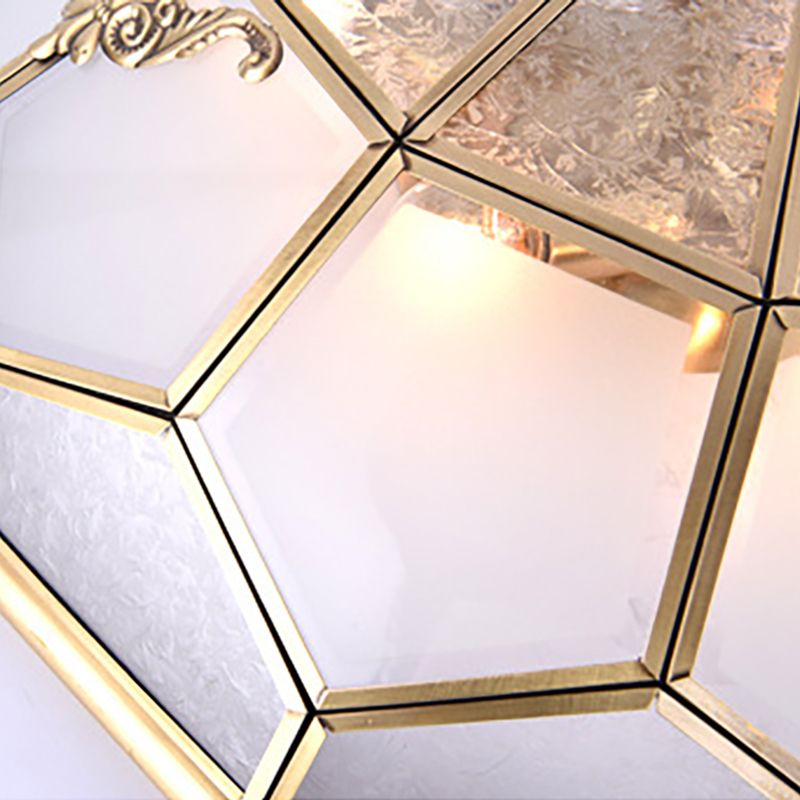 3/4/6 Luci Curvo Frosted Glass Pane Flush Soffitto Light Classic Gold Bowl Camera Da Letto Flush Lampada