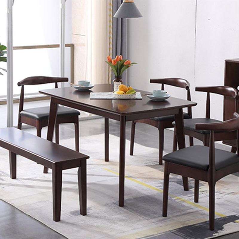 Traditional 1/2/5/6 Pieces Furniture Solid Wood Rectangle Dining Table Set in Brown