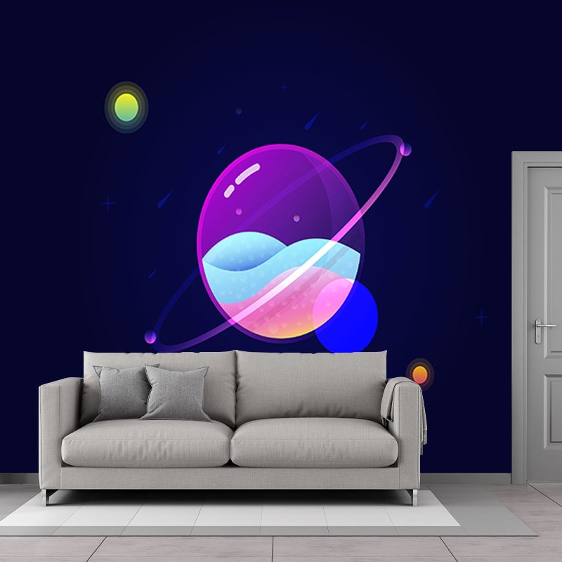 Cosmic Illustration Removable Wall Mural for Sitting Room, Mildew Resistant