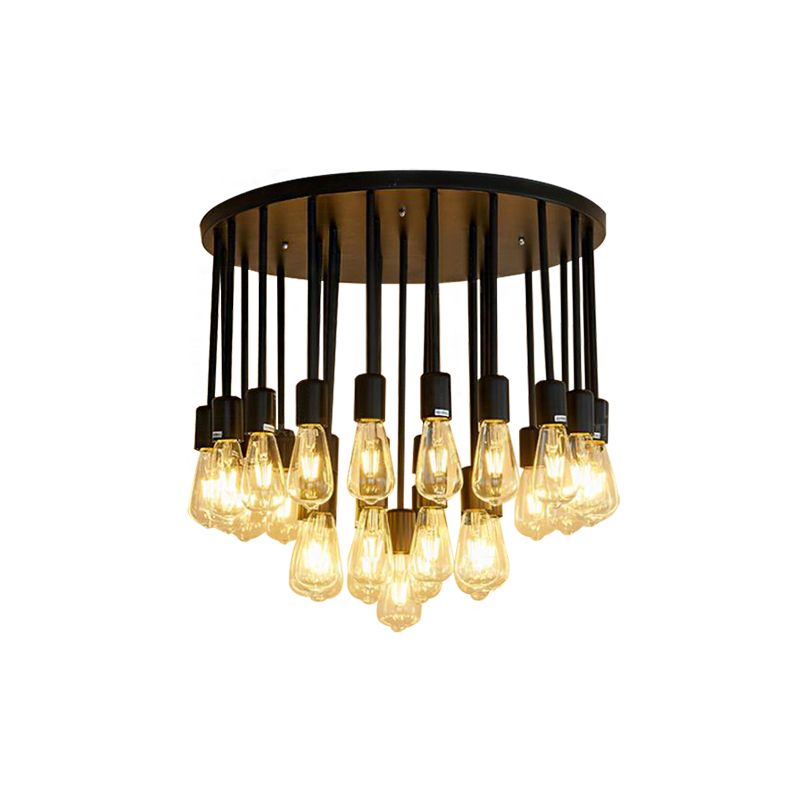 23/31 Lights Ceiling Light Fixture with Hanging Shade Clear Glass Nordic Living Room Semi Flush, 19.5"/23.5" Wide