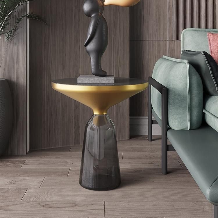 Modernism Pedestal 1 Single Coffee Table Round Glass Cocktail Table