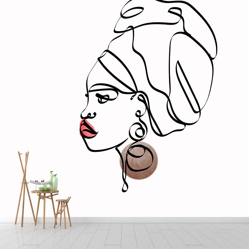 Line Art Wallpaper Environment Friendly Mildew Resistant Indoor Wall Mural