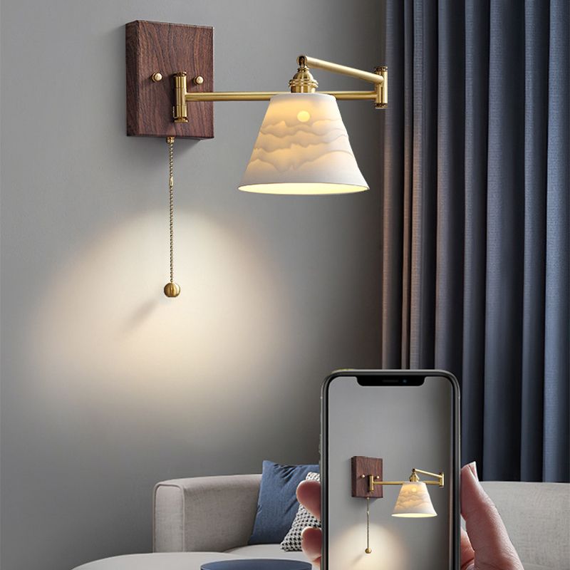Simple Geometric Stone Wall Lamps Metal Wall Light Fixtures for Bedroom