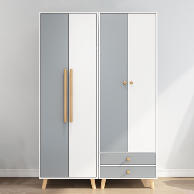 Modern Matte Finish Wardrobe for Home Wood Storage Cabinet with Hinged Door