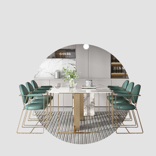 Luxury Sintered Stone Top Dining Set Rectangle 1/2/4/5/7 Pieces Dining Table with Chairs