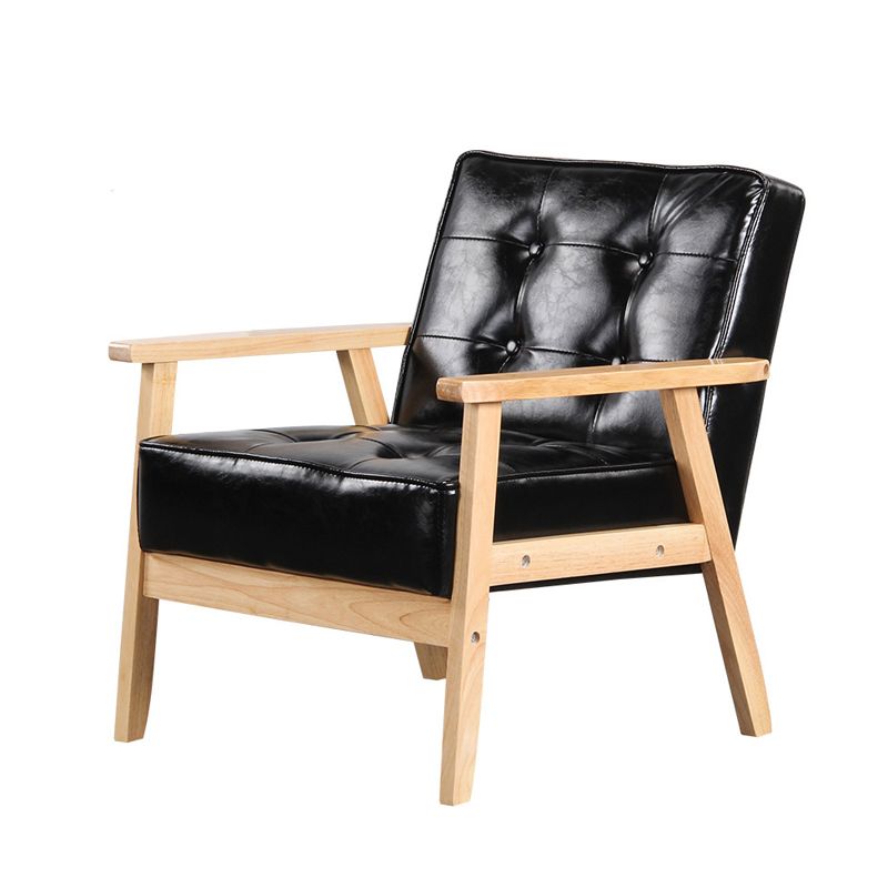 Square arm 25.5"W Faux Leather Arm Chair with Basic Four Legs and Tufted Back