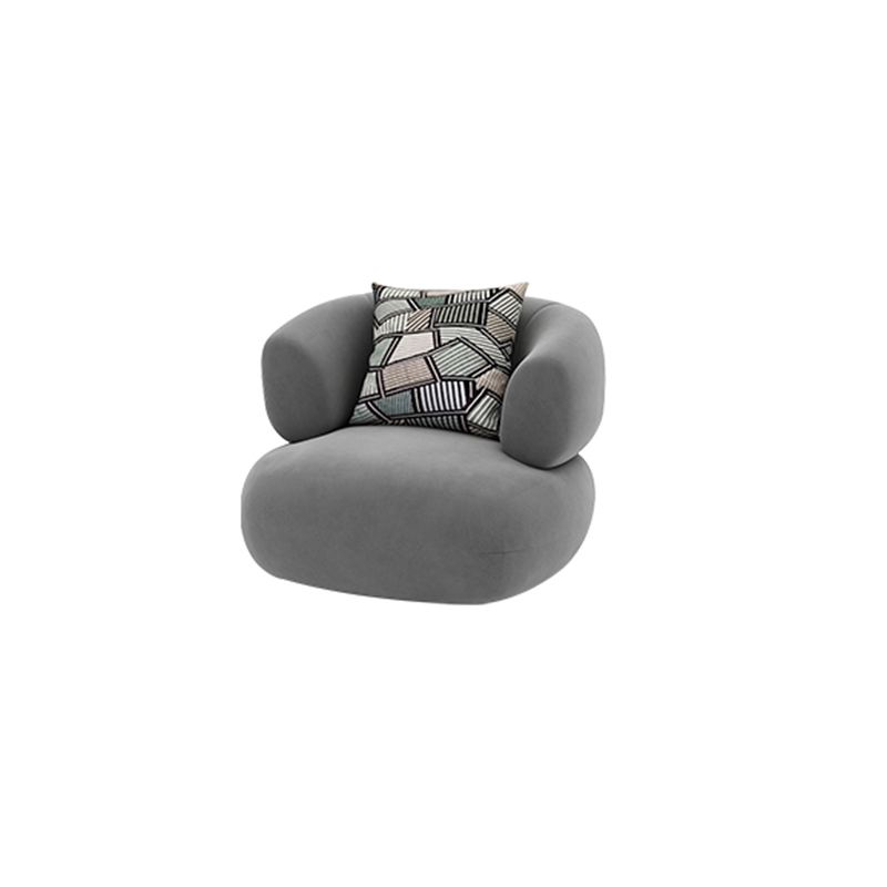 Contemporary Tight Back Tuxedo Arm Curved Settee Couch in Grey/white