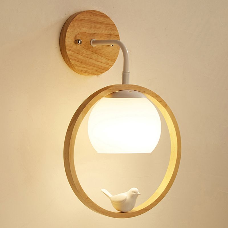 Wood Ball Wall Lighting Modern Style 1 Light Wall Lighting Fixtures