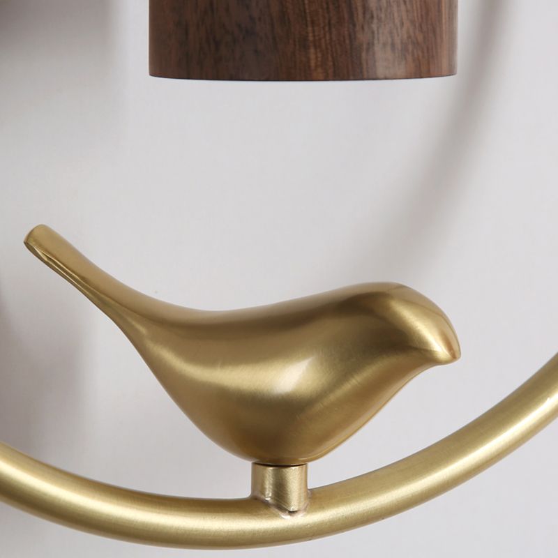 Modern Simple Wooden Wall Light Round Shape Wall Lamp for Living Room