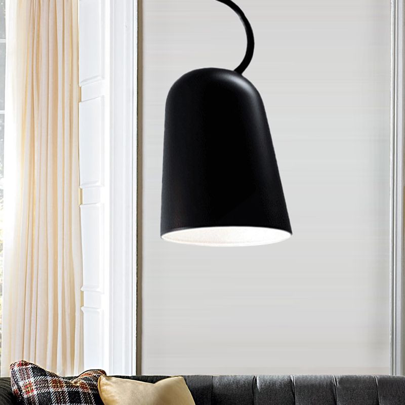 1 comedor ligero Luz colgante colgante con tono de metal Bell Lámpara de suspensión de estilo negro/blanco moderno