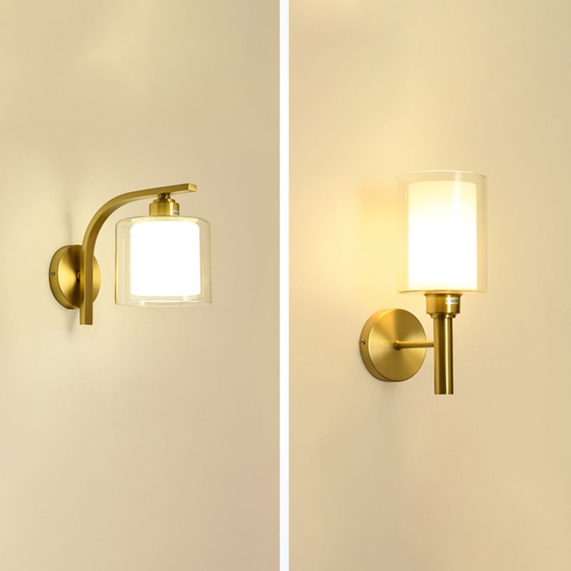 Modern Minimalist Wall Mounted Lamp Glass Wall Lamp in Brass for Living Room