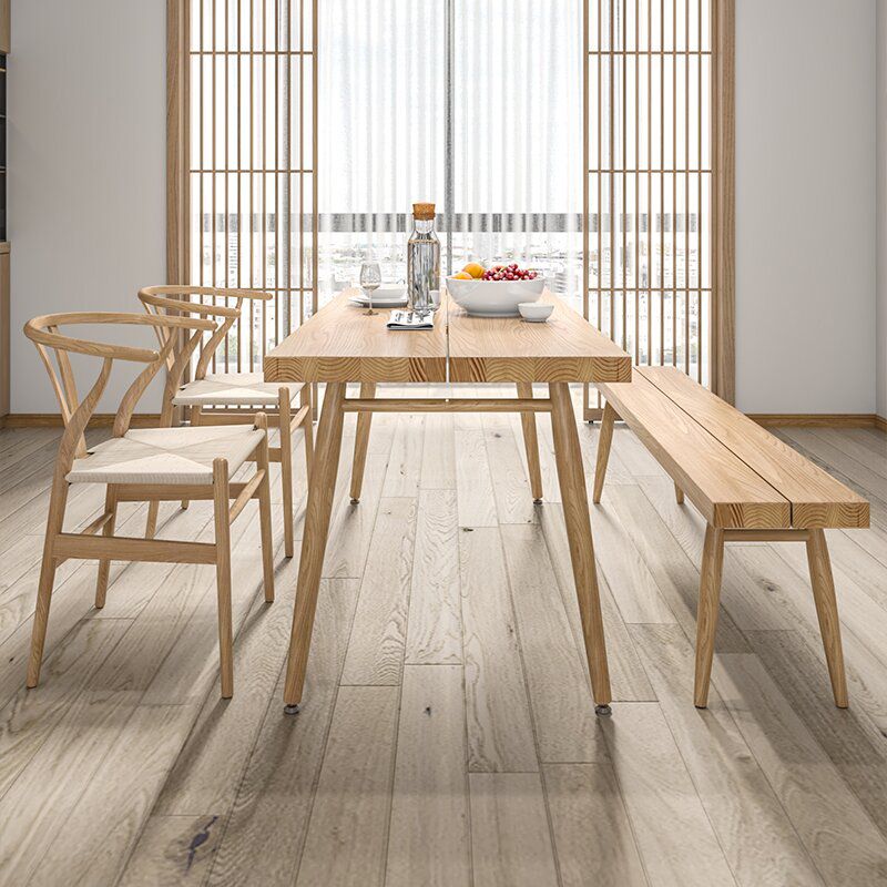 Modern 1/2/4 Pieces Beige Dinette Set Ash Wood Rectangle Dining Table Set
