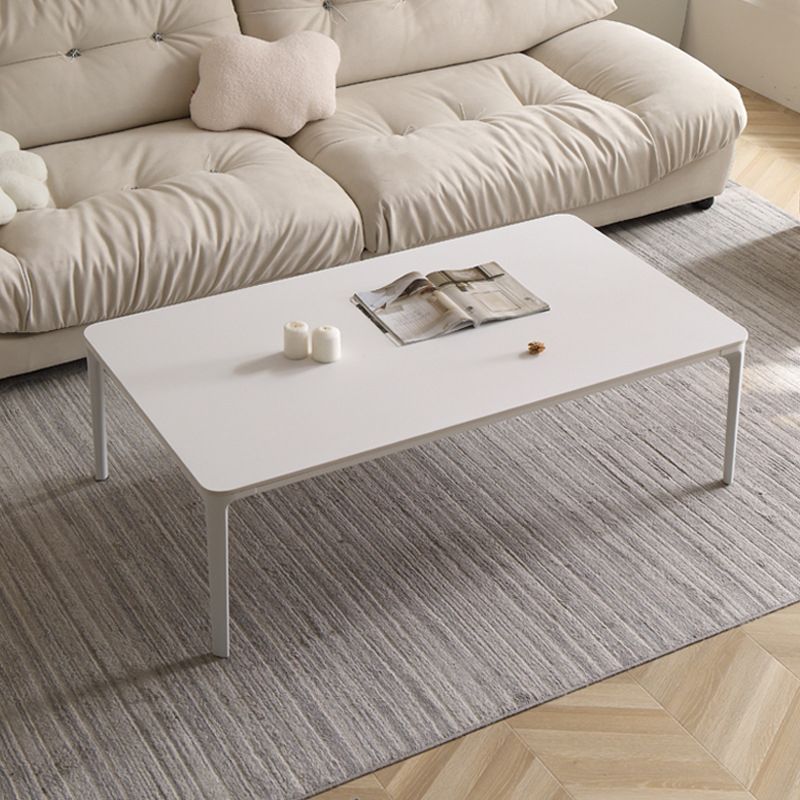 Modernism Sate Top Coffee Table Rectangular 4 Legs Cocktail Table in White
