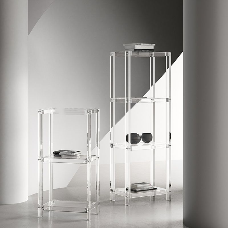 Contemporary Open Back Standard Bookshelf Acrylic Bookcase with Shelves