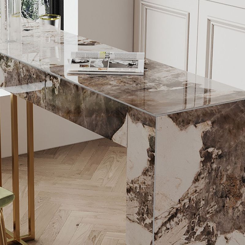 1/3 Pieces Glam Rectangle Sintered Stone Counter Table with High Stools