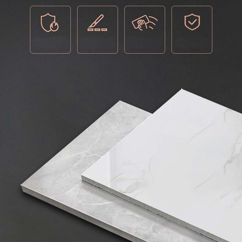 Glam Style Sintered Stone Table Rectangle Table with Metal Legs for Home