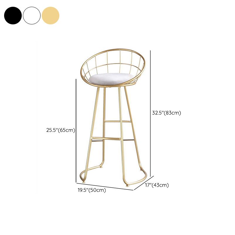 Contemporary Low Back Bar Stools Metal Barstool with Cushion for Bar