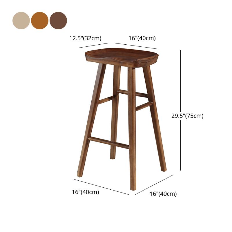 Contemporary Solid Wood Bar Stool Indoor Bar Stool with Wood Seat and Footrest