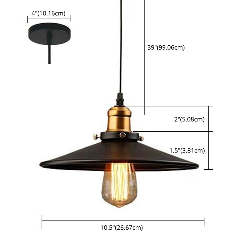 Estilo de country industrial Luz de colgante de 1 luz Luz de araña de granero Luces colgantes de hierro para dormitorio