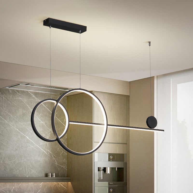 Idee di illuminazione dell'isola circolare nera/oro lampada lampadario acrilico a led nordica con design di linea