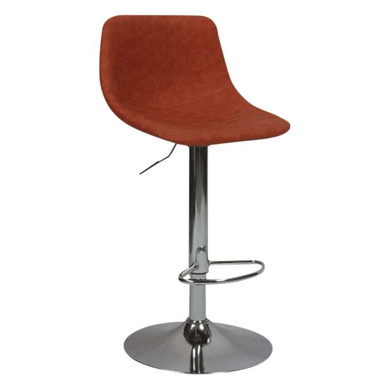 Taburete de bar de metal contemporáneo con respaldo para interior con asiento de cuero
