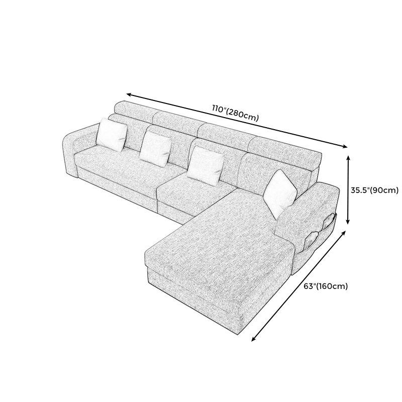 Square Arms Faux Leather/Linen Blend Sectionals with Chaise for Living Room