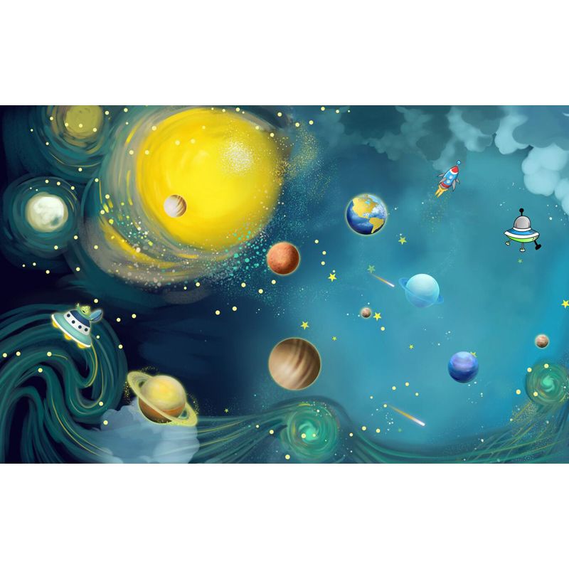 Waterproof Planets Wall Mural Decal Cartoon Non-Woven Material Wall Art, Custom Print