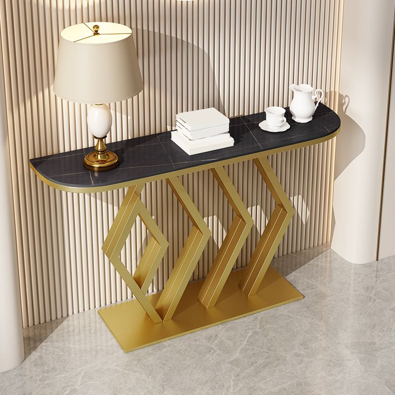 Glam Iron Half Moon Console Table Stain Resistant for Outdoor Console Sofa Table