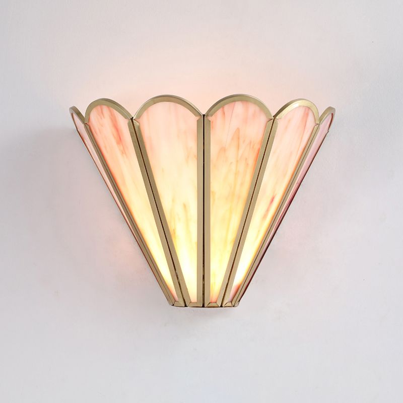Lámpara de lámpara de luz de la pared de bádminton de latón Lámpara de montaje de pared de vidrio rosa de 1 luces para sala de estar