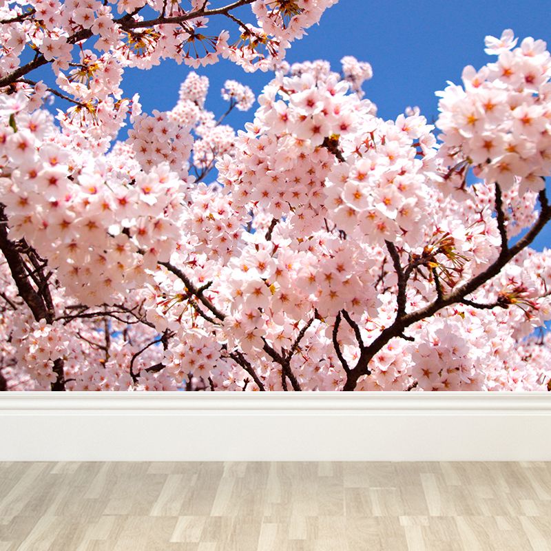 Great Cherry Bud Print Mural Decal Pink Non-Woven Wall Art for Indoor Decor, Custom
