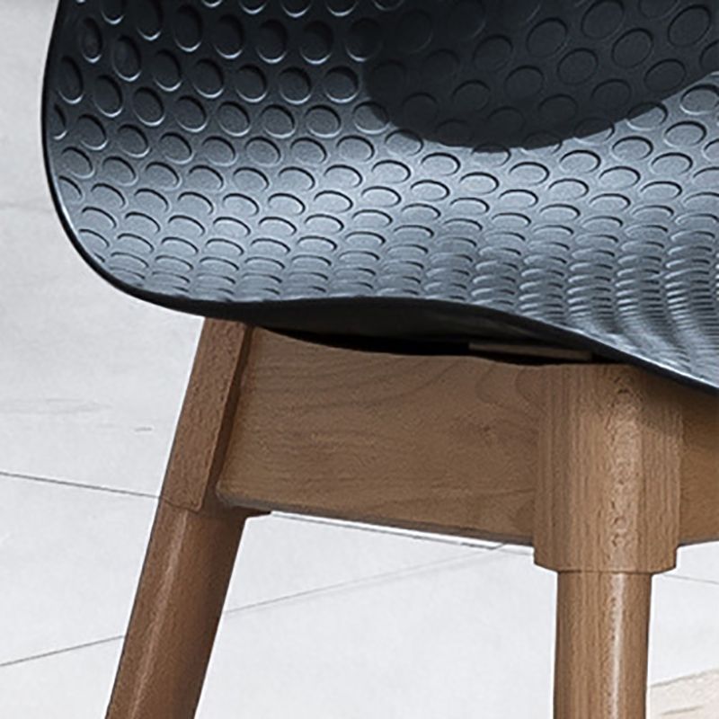 Nordic Style Plastic Chairs Armless Side Chairs with Wooden Legs for Kitchen