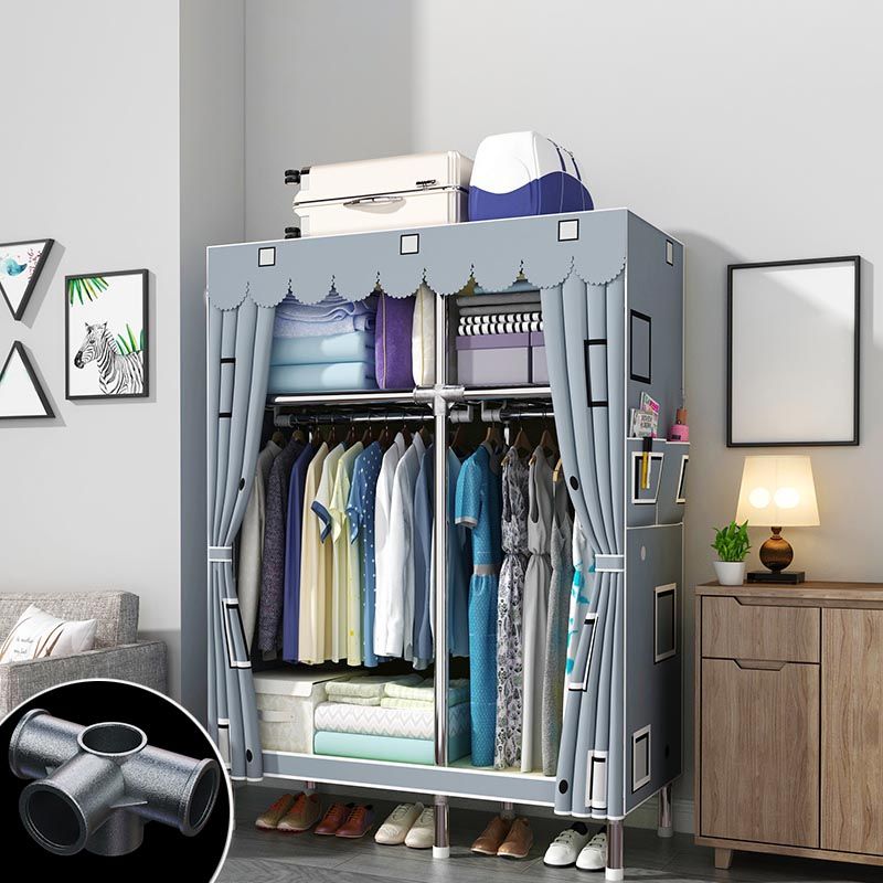 Contemporary Style Wardrobe Armoire Wood Armoire with Clothes Rail for Bedroom