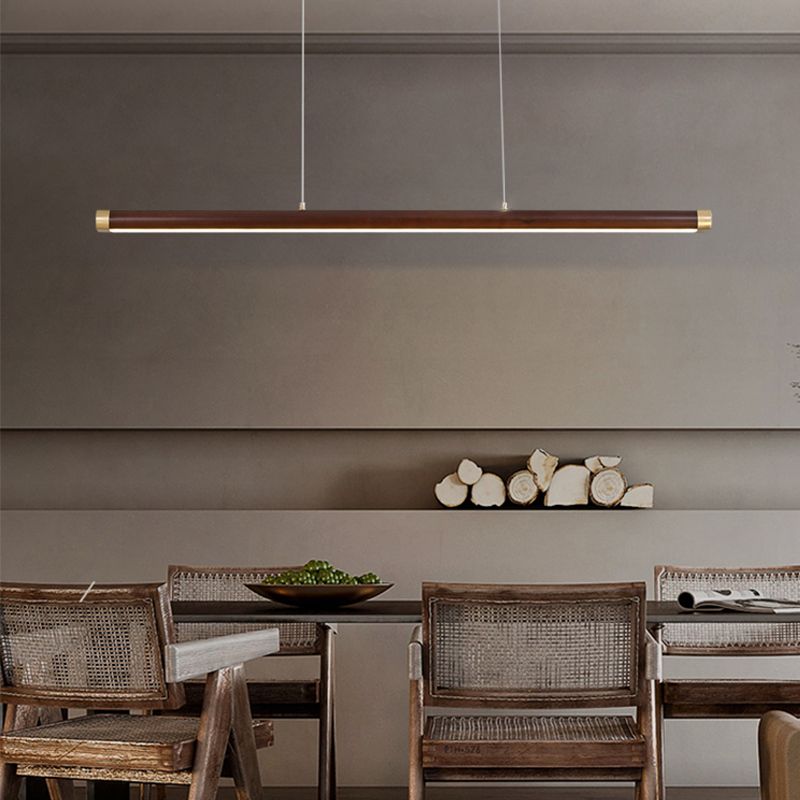 Modern Pendant Lighting Island Spherical Hanging Island Light Wood 1-Light