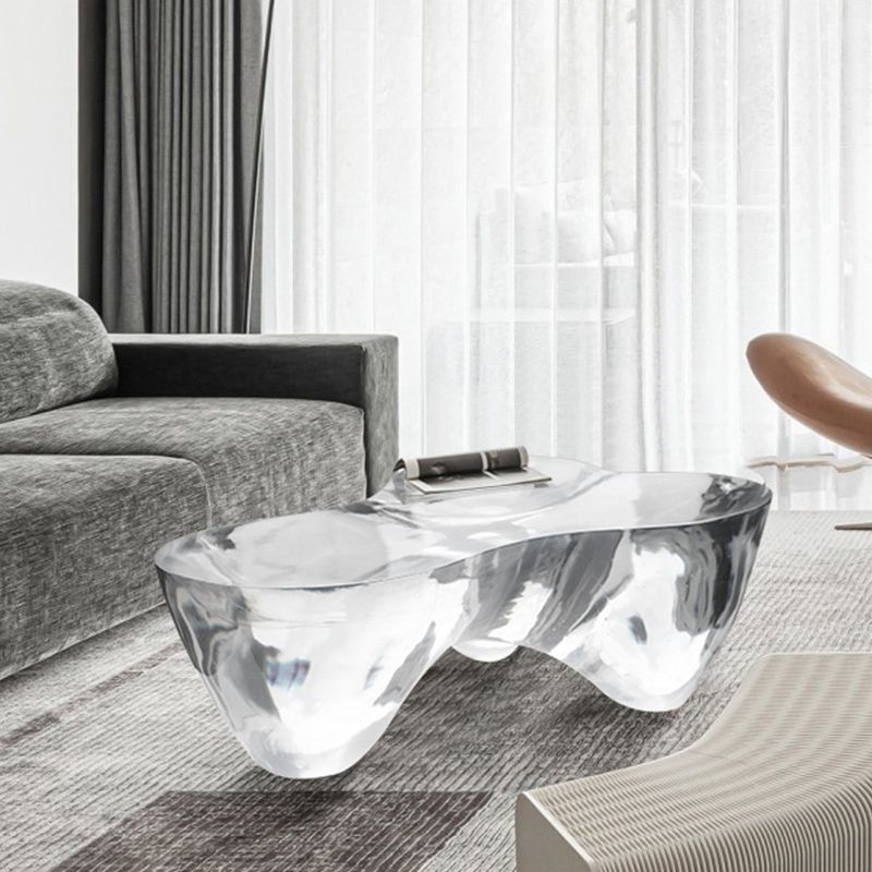 3 Legs Clear Contemporary Acrylic Single Coffee Cocktail Table