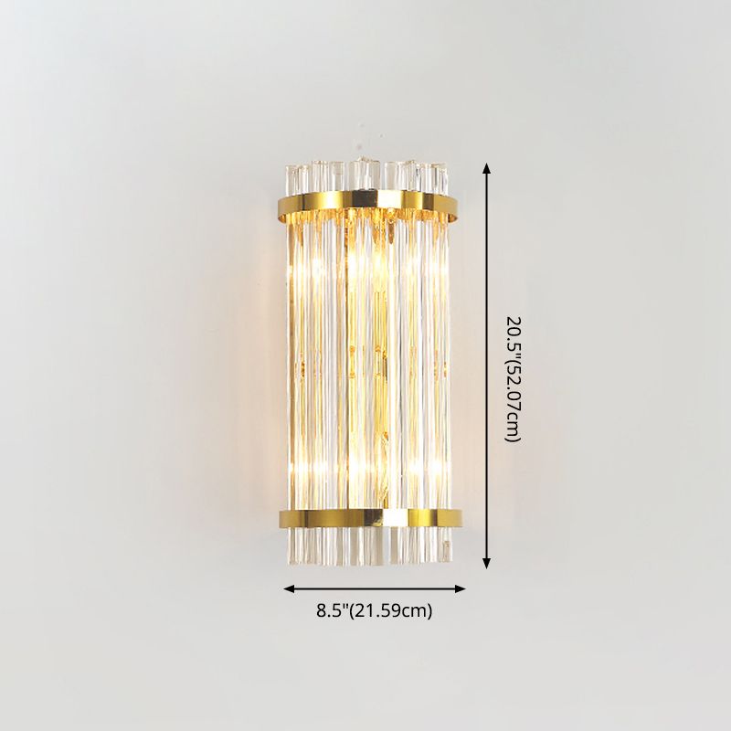 Modern Simple Style Geometric Shade Wall Sconce Metal and Glass 2 Lights Sconces in Gold Finish