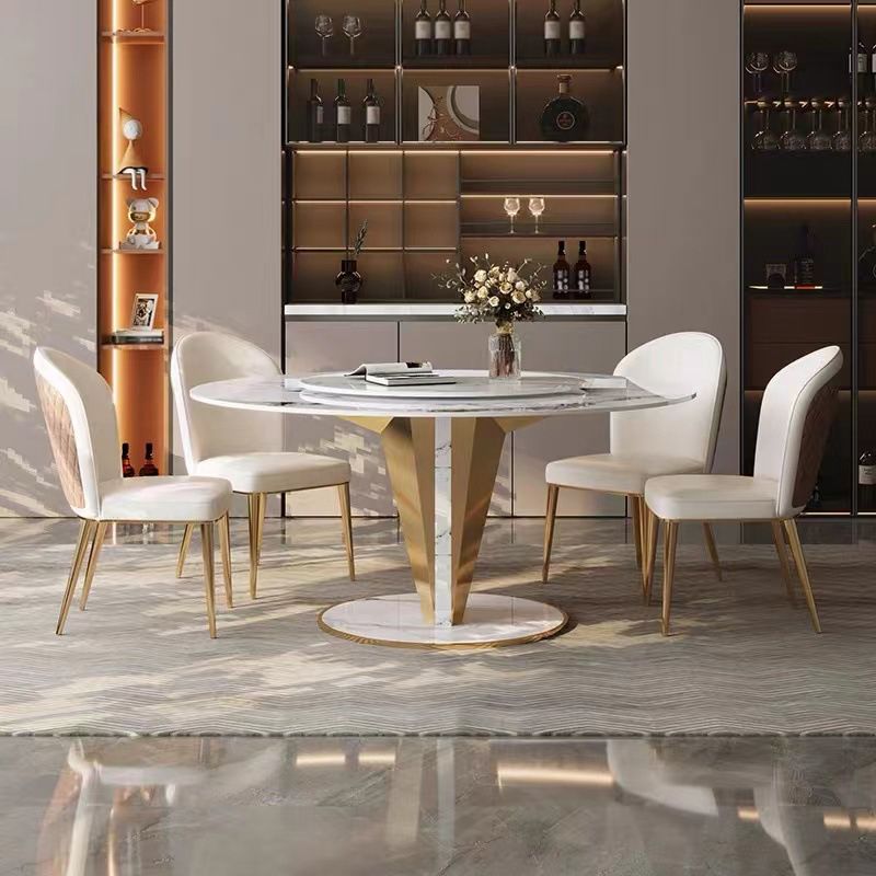 Glam Style Round Table Set 1/4/5/7/9 Pieces Dining Set for Kitchen