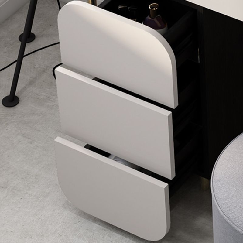 Tempered Glass Countertop Black/white Base with 4 Drawer Dresser