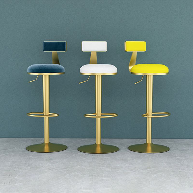 Glam Liftable Backrest Counter Stool Iron Cafe Bar Stool with Cushion and Pedal