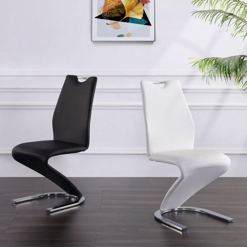 Silla de comedor de cuero PU moderna, sillas de comedor de metal sin brazos para uso en restaurantes