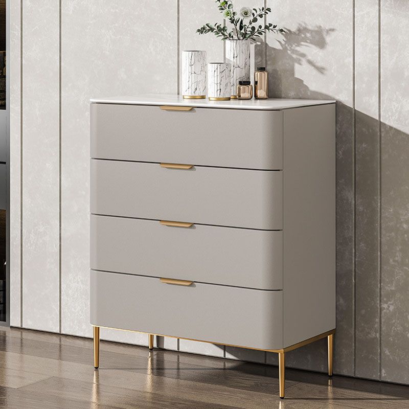 Solid Wood Glam Storage Chest Dresser Vertical Storage Chest with Metal Feet