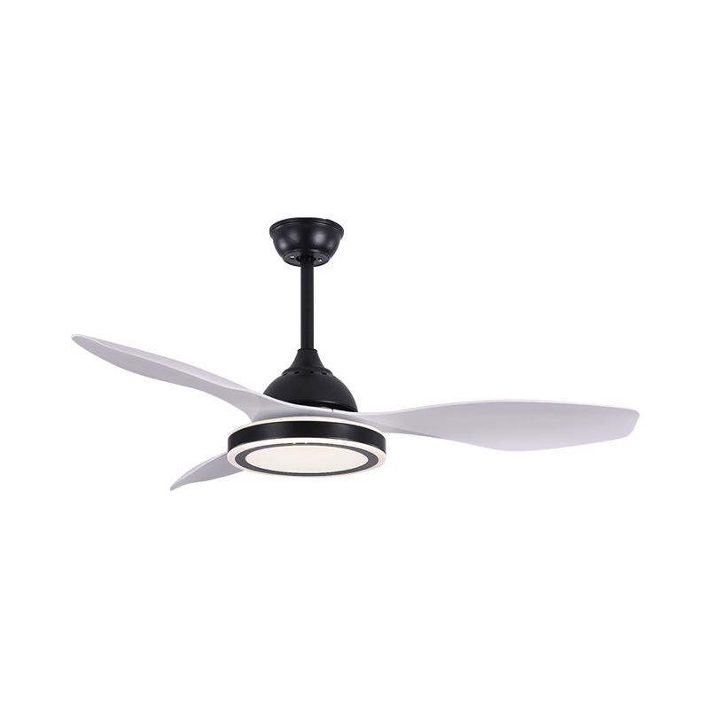 48 "breites LED -Kreisendeckenventilator Leuchte moderne schwarze Acryl -Halbflush -Halterung für Wohnzimmer, 3 Klingen