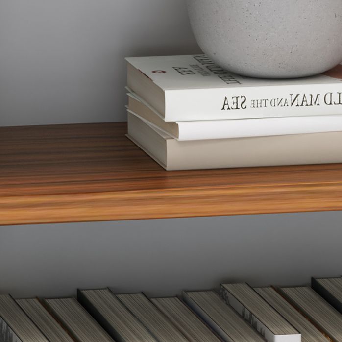 Metal and Wooden Floating Shelf Modern Natural Wall Mounted Bookshelf for Study Room