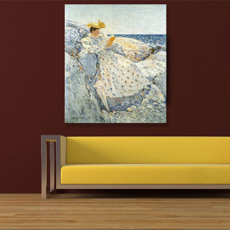 Peinture sur toile rustique de décoration murale de dame européenne texturée de couleur Pastel pour salon