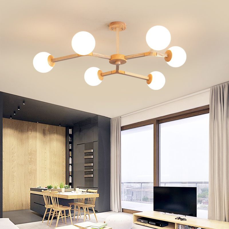 Holzkugel geformt Kronleuchter Anhänger Leicht moderne Deckenheizlicht in Holz