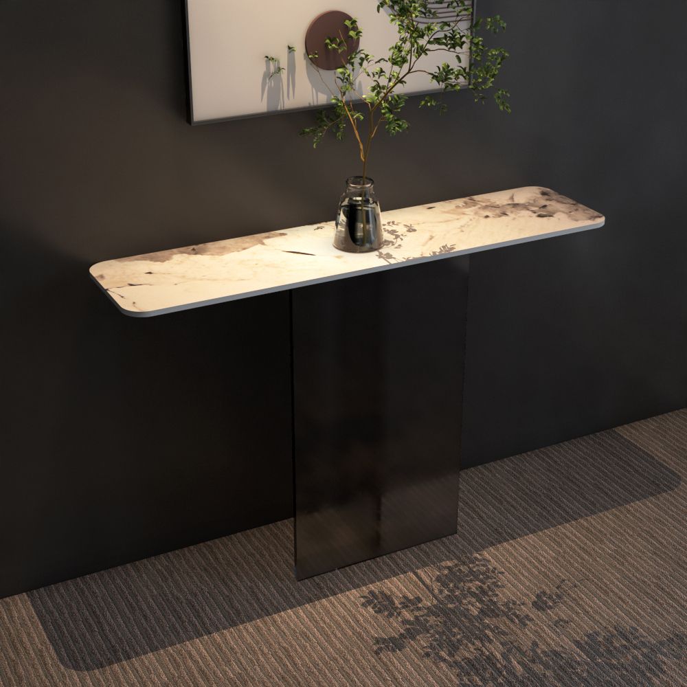 Rectangle Shape Contemporary Console Table Gold/Black Stone Console Sofa Table