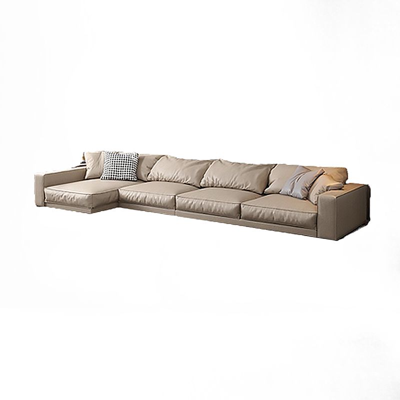 Pillowed Back Cushions Sectional Sofa, Square Arm Sectional Sofa,in Cream22"