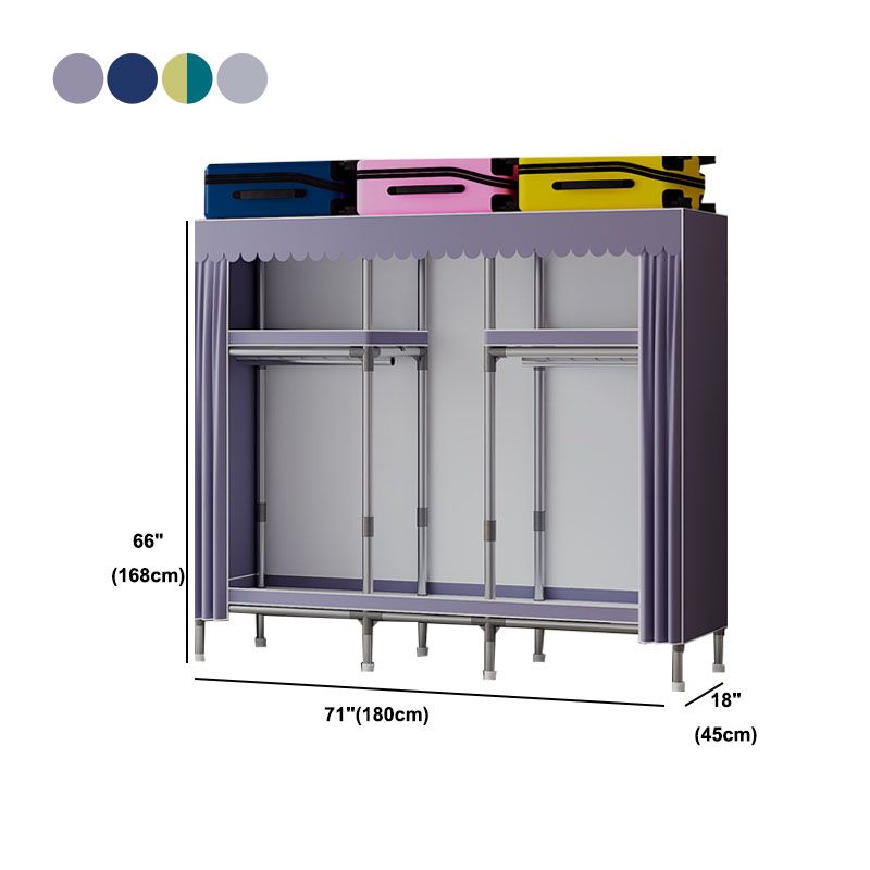 Modern Cabinet with Garment Rod Metal Storage Cabinet for Bedroom