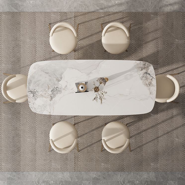 Nordic Sintered Stone Top Dining Set Rectangular 1/4/5/7/9 Pieces Dining Room Table Set